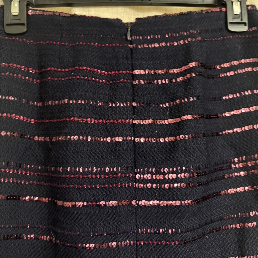 CHANEL 00A Navy Wine Sequin Tweed Skirt Size 38 - Picture 3 of 7